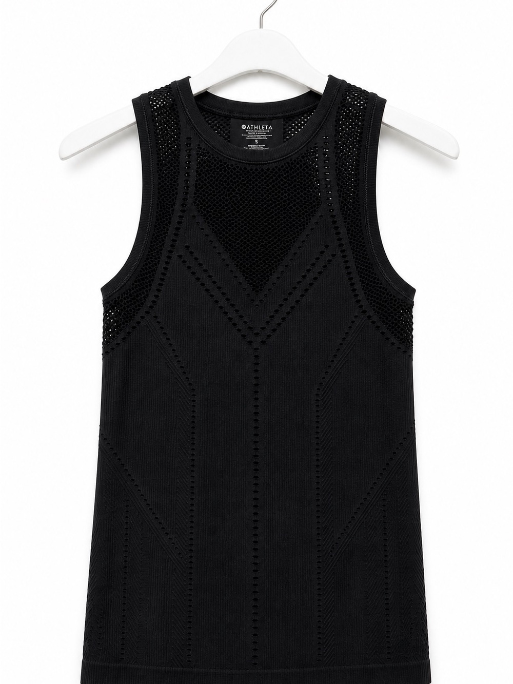 Athleta Black Mesh-Detail Knit Tank